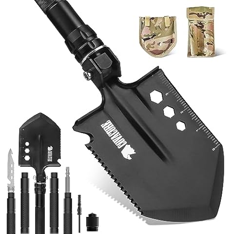 COVACURE Survival Shovel Multi-Purpose Camping Shovel - Unbreakable Tactical Shovel Heavy Duty Survival Camping Gear for Off-Roading, Camping, Gardening, Hiking, Outdoor Cover