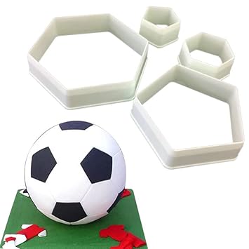 Skytail Soccer Ball Cookie Cutter, Hexagon Cookie Cutter, Food Grade Plastic Football Cake Decorations - 4 Sizes Biscuit Cutters/Sandwiches Cutter/Pastry Cutters