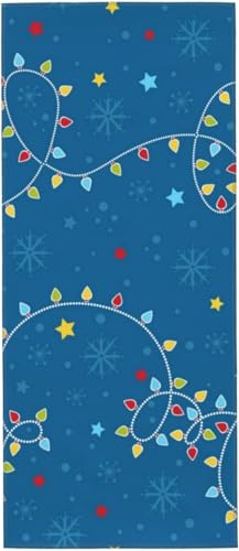 クリスマス 新年 青い背景 タオル フェイスタオル マイクロファイバー ホテル仕様 ふわふわ 柔らか肌ざわり ハンドタオル 吸水速乾 薄手 バス用品 プレゼント 12x27.5in