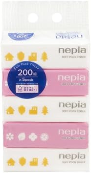 Nepia Tissue Soft Pack, 400 Sheets 200 Pairs, 5 Packs Single Item
