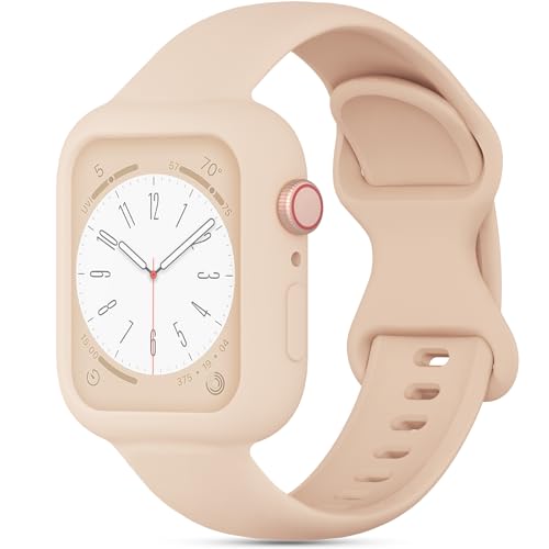 Image of Silicone Bands Bumper Case Compatible with Apple Watch Band 38mm 40mm 41mm 42mm 44mm 45mm 46mm 49mm Women Men, Sport Strap Protective Cover Wristband for iWatch Ultra Series 11 10 9 8 SE 7 6 5 4 3 2 1