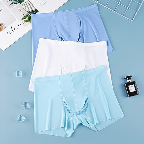 Ouruikia Men's Underwear Silky Smooth Boxer Briefs Breathable Trunks Boxer Briefs Underwear with Separate Pouch2