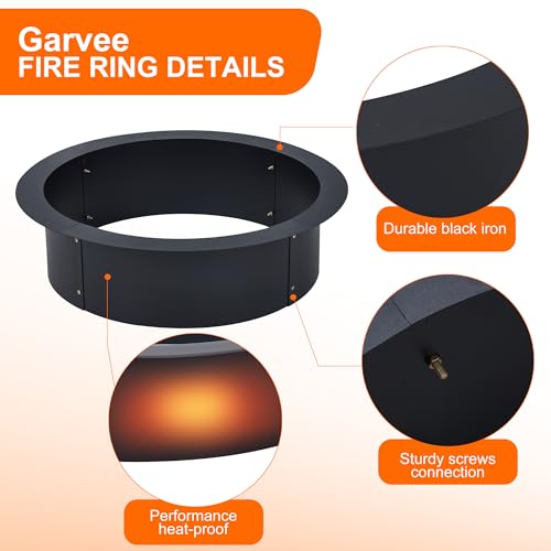 Fire Pit Ring for Outside Fire Pit, 36" x 30" x 10" Firepit Ring 2.5MM Steel Heat-Resistant Large Bonfire Fire Pit Insert Round, Above or In-Ground Fire Pit, for Camping Garden Backyard