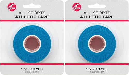 Image of Cramer Team Color Athletic Tape, Easy Tear Tape for Ankle, Wrist, & Injury Taping, Protect & Prevent Injuries, Promote Healing, 1.5 inch X 10 Yard Roll, Colored AT Tape, Blue, Single roll (Pack of 2)