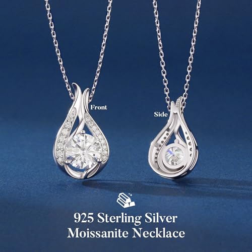 MOOSEA 925 Sterling Silver Moissanite Necklace - 1-3Ct D Color VVS1 Clarity Moissanite Necklace, Anniversary Birthday Gifts for Women, Jewelry Gifts for Women Her Wife Girlfriend Mom Daughter4