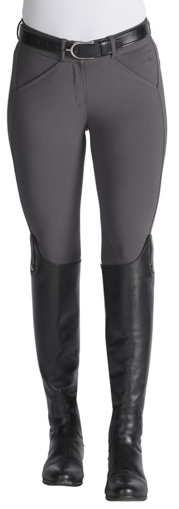 Dover Saddlery Riding Sport Women's Equestrian Essential Knee-Patch Breech - Charcoal - 34