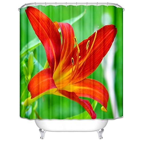 Rideau douche imperméable KnSam anti-moisissure polyester fleur rouge