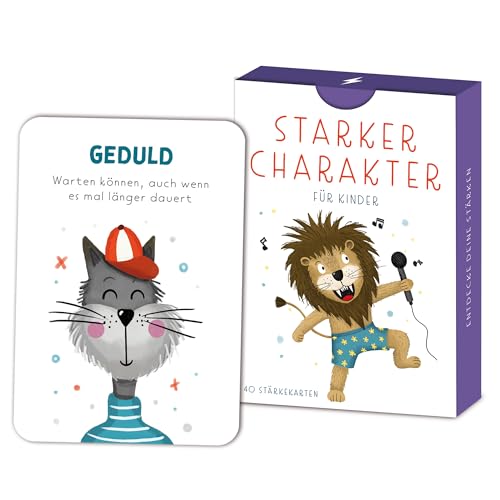 40 Stärkekarten für Kinder - Entdecke deine Eigenschaften und Charakter-Stärken - Bildkarten Stärken - Liebevoll gestaltete Charakterkarten - Karten für Selbstvertrauen und Achtsamkeit - DIN A7
