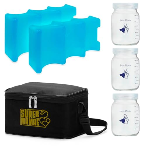 Bolsa Térmica com 2 Gelos Artificiais e 3 potes de vidro com grad...