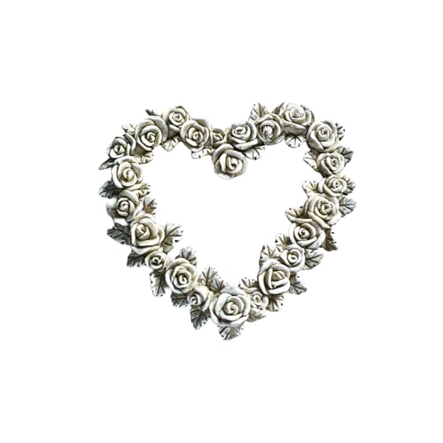 3 Pagen Grabschmuck Rosen-Herz Gedenkstein in Herzform stilvolle und Zeitlose Grab-Dekoration Robustes Material ideal für den Einsatz im Innen-& Außenbereich Dekoherz aus Rosen