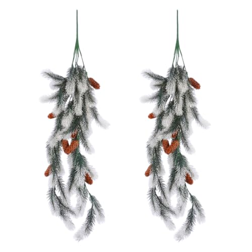 Image of HASTHIP 2Pcs Artificial Christmas Teardrop Swags with Pine Cones