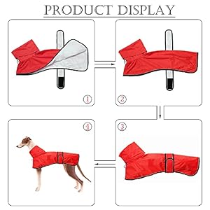 Dog Jacket Adjustable Lightweight Raincoat with Reflective Straps and Harness Hole Best Gift for Greyhounds, Lurchers and Whippets -Red-S Dog Jacket Adjustable Lightweight Raincoat with Reflective Straps and Harness Hole Best Gift for Greyhounds, Lurchers and Whippets -Red-S