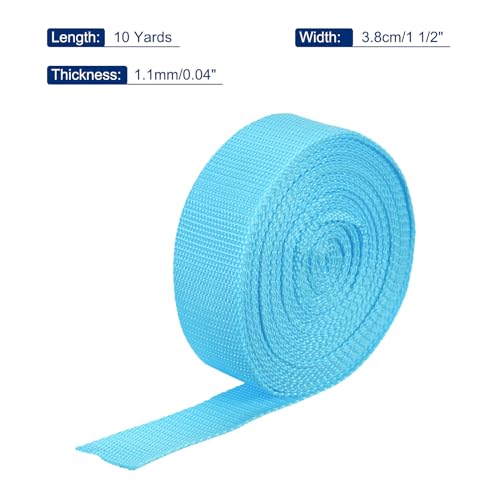 Image of MECCANIXITY Lightweight Polypropylene Webbing Strap 1.5 inch 10 Yard Backpack Strapping Band Sky Blue for Outdoor Luggage Cargo Straps