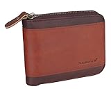 Admetus Men's Genuine Leather Short Zip-around Bifold Wallet Crazy horse leather