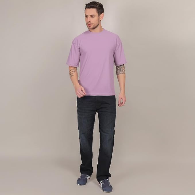 Image of Solid Self Design Oversized Tshirt for Men | Oversize T-Shirts for Men | Men Drop Shoulder Tshirts | Bagy Fit Men Tshirt