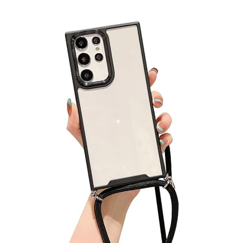 CYBERGARAGE�EFor Galaxy S26 Ultra �P�[�X �X�}�z�V�����_�[ �N���A �w�ʓ��� �V�����_�[�X�g���b�v ���|���x���g�t�� TPU �\�t�g�P�[�X For �M�����N�V�[S26 �E���g��(�u���b�N)