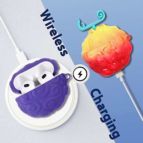 Wowchic 2 Packs For Airpods 3 Case Soft Cute 3D Food Fashion Kawaii Cool Fun Funny Designer Unique Shell For Apple Airpod Air Pods 3Rd Gen Cover Cases For Men Girls Women Boys Red Yellow Purple Fruit #TOP5