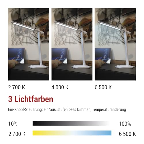 Lampe de table LED variable EMOS Chase pliable avec luminosité réglable