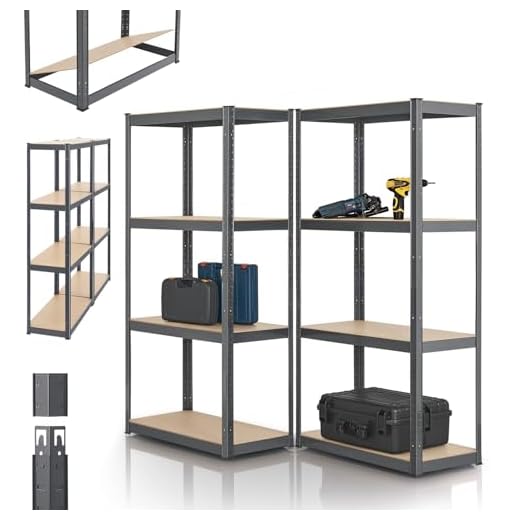 Juskys 2er-Set Lagerregal Easy 2X 160x80x40cm (HxBxT) | 640kg Traglast | 8 Böden | Metall Schwerlastregal Kellerregal Steckregal Regal Regalsystem Metallregal Grau