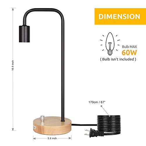 Haitral Industrial Desk Lamp And Wood Bedside Table Lamp For Bedroom,Living Room, Dorm, Bedside(Bundle Products) #TOP6