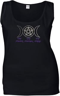 Maiden Mother Crone With Triple Moon Ladies Pagan Top Sizes S-2XL