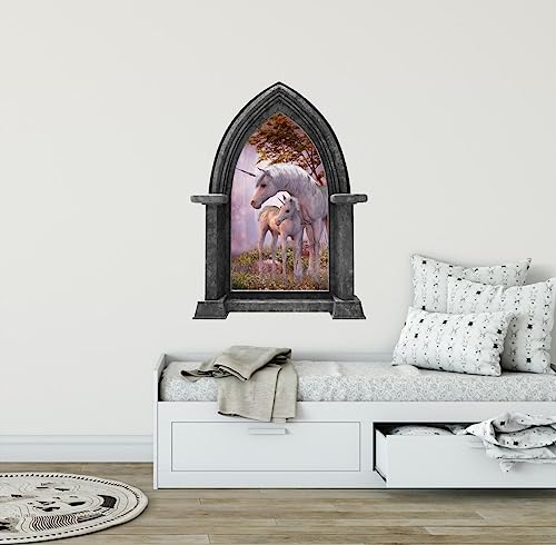 Vinilo Decorativo Infantil Unicornio con Castillo 24 pulg miniatura 2