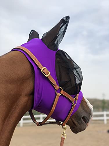Tgw Riding Horse Fly Mask Super Comfort Horse Fly Mask Elasticity Fly Mask With Ears We Only Make Products That Horses Like (Dk Purple, L) #TOP2