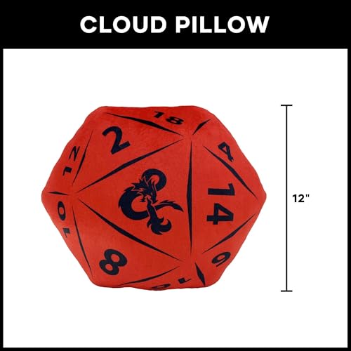 Image of Northwest Dungeons & Dragons D20 Die Cloud Pillow 12 inch - RPG Plush Stuffed Toy, Geeky Room Decor for Kids & Adults, Gift for D&D Fans