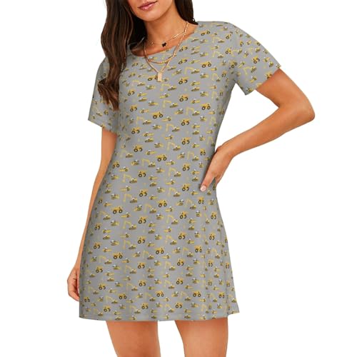 Chemise de nuit femme manches courtes imprimé camion été doux