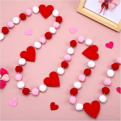 Jansun 8.2 Ft Valentines Day Heart Felt Garland
