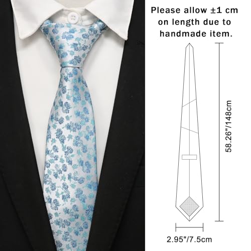 Image of Floral Ties for Men Satin Mens Tie Flower Printed Neck Tie Wedding Party Business