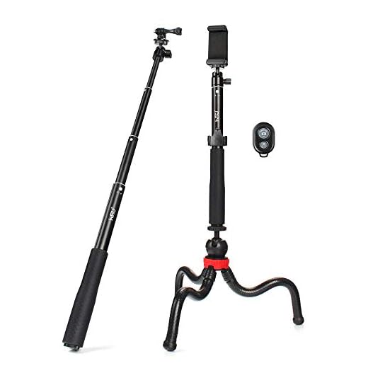 Selfie Stick Bluetooth,Waterproof Hand Grip with Wireless Remote and Tripod Stand for GoPro Hero 9 (2018) Hero 8/7/6/5/4, Selfie Stick for iPhone X/iPhone 7/8/7 Plus/8 Plus and Other Action Cameras