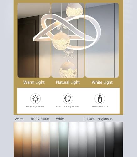Suspension LED moderne en cristal dimmable avec télécommande pour ajuster l'ambiance lumineuse