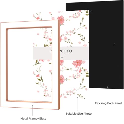 Image of eletecpro 4x6 Enamel Picture Frame Set of 2 with Real Glass Cover, Cute Photo Frame with Rose Gold Metal Edge, Horizontal and Vertical Display Pictures 4 by 6 for Tabletop and Wall Decor, White