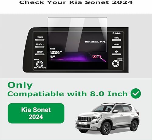 Image of OHAYO 2 Pack Screen Protector for Kia Sonet 2024-2026 (8-inch Infotainment + AC Climate Display) | Precision Fit for HTK, HTK+, HTX Touchscreen | 9H Hardness, Military-Strength, Scratch Resistant, Bubble-Free, Water-Repellent | Not Tempered Glass