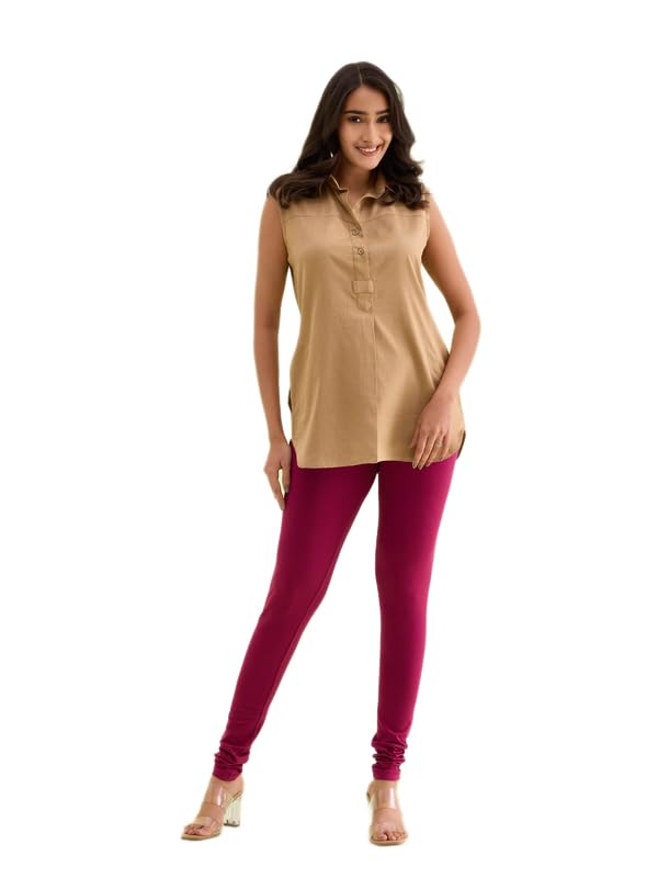 GO COLORS Soft Cotton Stretch Churidar for Women | Breathable, Mid Rise, Full Length, Medium Voilet