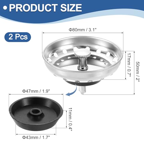Colador para fregadero cocina acero inoxidable 2 piezas miniatura 2