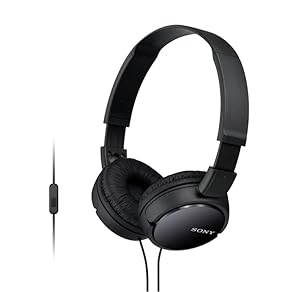 Sony ZX Series Wired On-Ear Headphones with Mic, Black MDR-ZX110AP