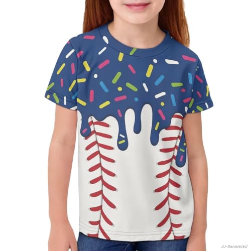Image of Renewold Kids Novelty T-Shirt for Girls Boys Short Sleeve Crewneck Summer Tee Soft Breathable Graphic Shirt for Age 2-16