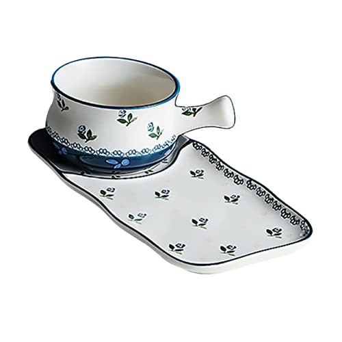 SECFOU 1 Juego juego de vajilla de ceramica cena plato comida decoración hogar estaño gratén fruteros fruit bowl fuentes vajilla bol de arroz tazón de sopa vajilla de cocina cerámica Blue
