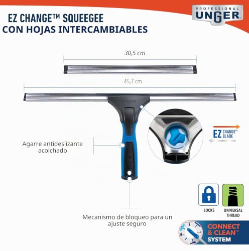 Limpiacristales para ventanas de 18 pulgadas Unger Professional EZ Change para vidrios grandes 5