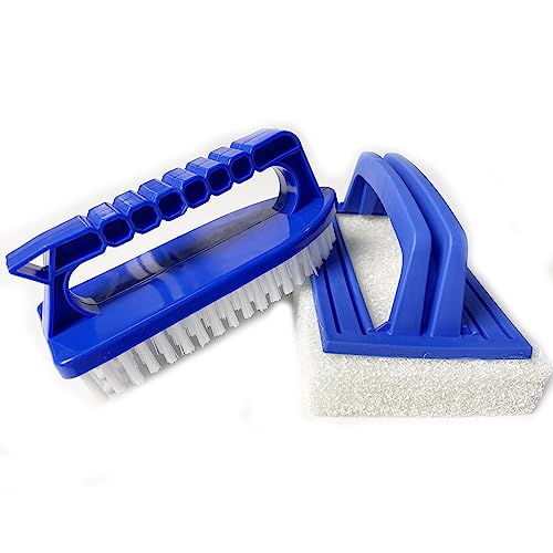 2 Stück Poolbürsten Poolreinigung Reinigungsbürste Pools Reinigungsbürste Schwimmbad Bürste mit Griff Algenbürste Pool Schwamm Bürste Schwimmbadbürste mit Griff für Poolwand und Poolboden