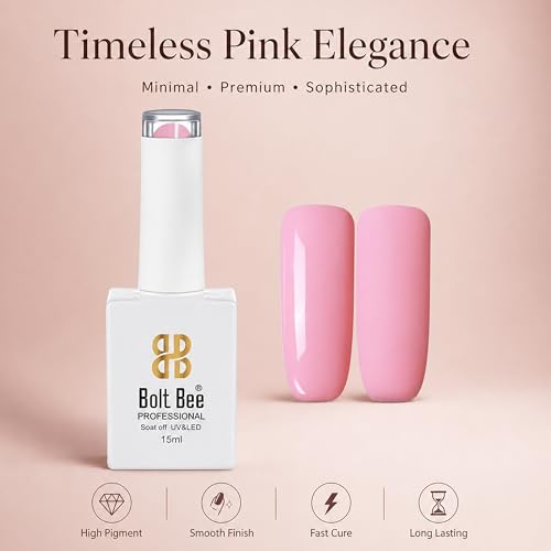Image of Bolt Bee Baby Pink Color Gel Nail Polish Soak Off UV Gel DIY at Home 15ML Manicure Salon Nail Art