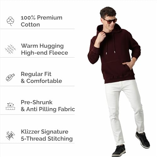 100% Cotton Hoodie For Men, Warm Fleece Pullover Hoodies Regular Fit Heavyweight Hooded Sweatshirts4