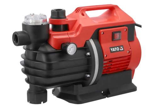 YATO Gartenpumpe Wasserpumpe 5000l/h – Druckpumpe mit Manometer & Vorfilter – 5,3 bar, 53m Förderhöhe – IPX4 – für Garten, Brunnen, Regenwassertank, Camping