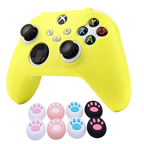 Image of Xbox Series PureYellow Silicone Controller Skins with 12 Thumb Grips, Sweat-Proof Anti-Slip Controller Cover Skin Protector Compatible with Xbox Series S /X Controller