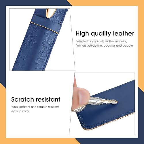 Image of Apple Pencil Leather Sleeve Case - Protective Holder Pouch for Apple Pencil 1st & 2nd Generation | Slim Lightweight Stylus Cover for Scratch & Impact Protection (Blue)
