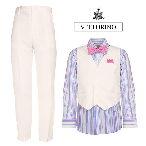 Image of Vittorino Boys 4 Piece Suit Set with Vest, Dress Shirt, Bow Tie, Pants & Pocket Square | Big & Little Kids Formal Apparel