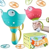2 Pack Fly Catcher Toys with 28 Flying Discs, Outdoor Toys for Kids Ages 4-8, Outside Toys for Boys Girls 4-8, Flying Disc Toy Toddler Outdoor Games for Kids, Ideal Gift for Kids Aged 3 4 5 7 8 Year