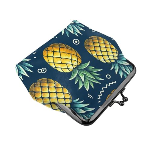Pu Leather Buckle Coin Purse Funny-Pineapple Girls Kiss-Lock Change Purse Wallets3